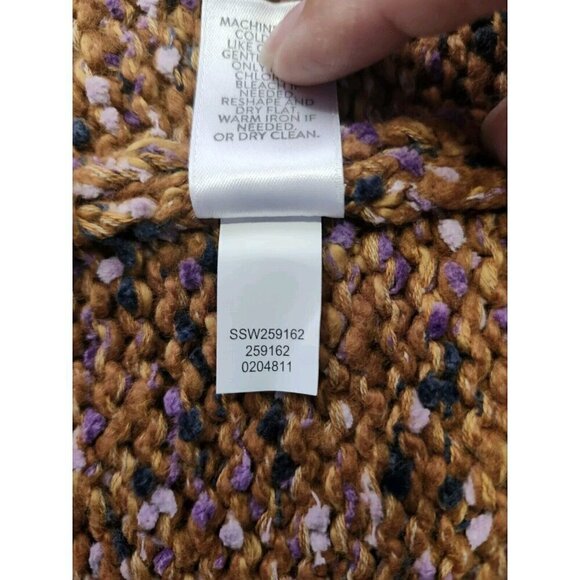 J.Jill Utopia Mixed Cardigan Chunky Sweater Size MP Orange Open Front - Picture 5 of 7